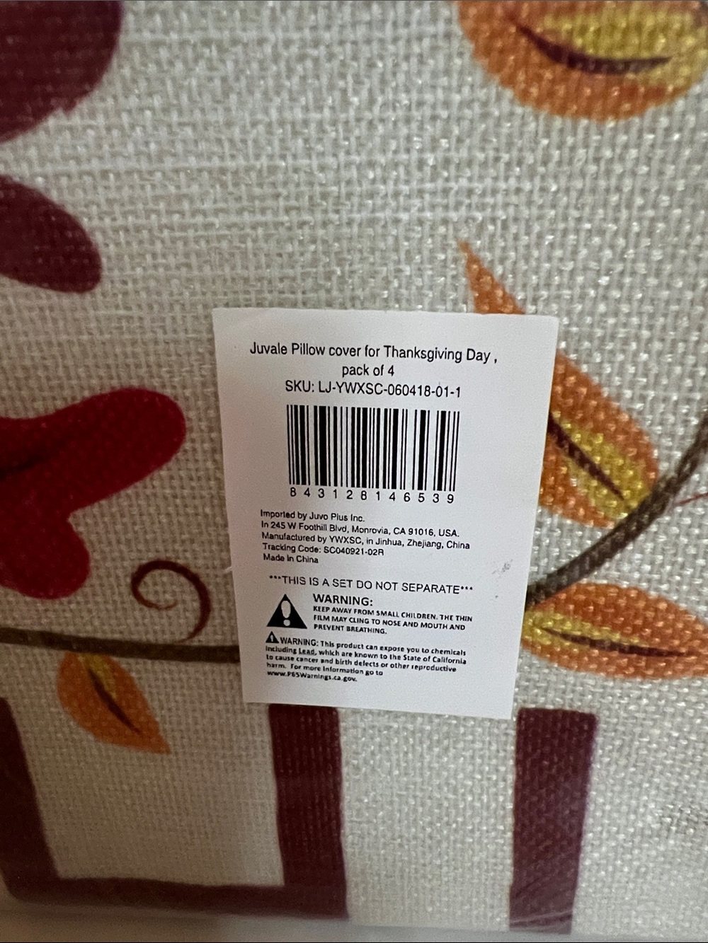 Juvale Thanksgiving Pillow Cover in Brown & Orange Autumn Leaves